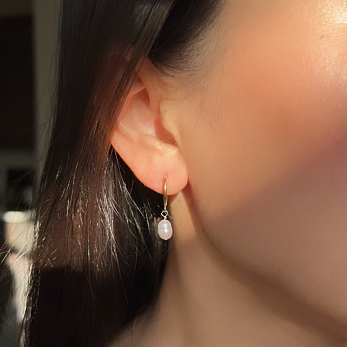 Jenna Pearl Hoop Earrings