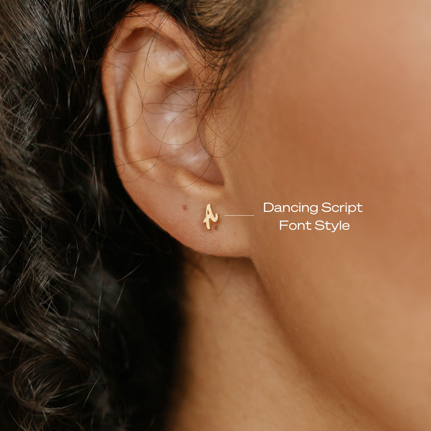 [SOLID GOLD] Initial Letter Stud Earrings