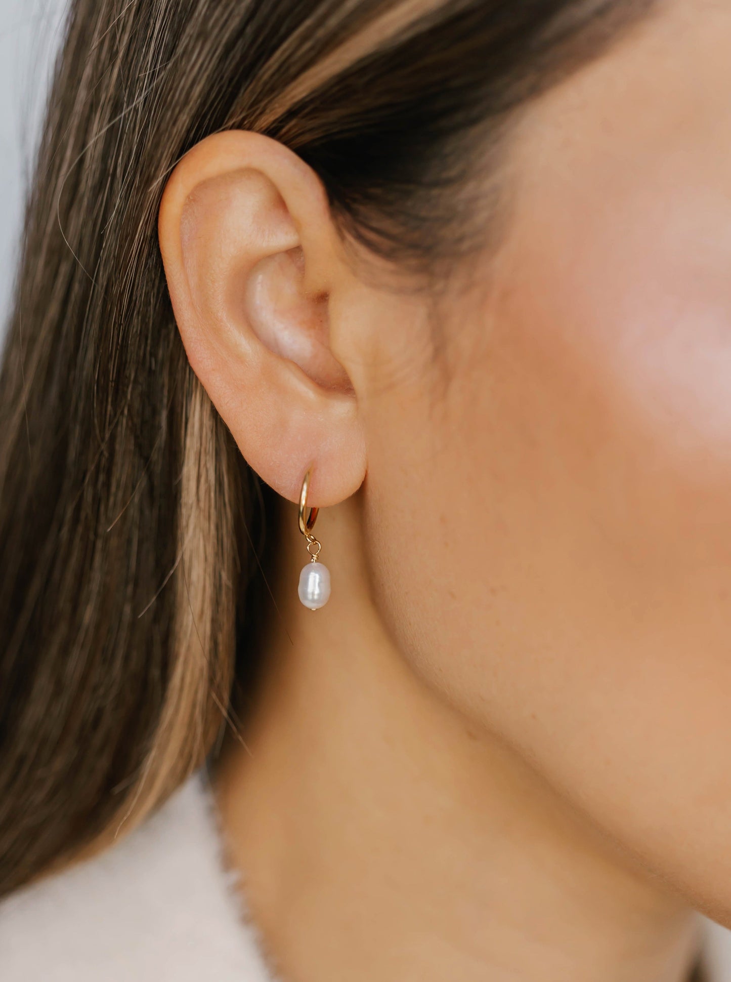 Jenna Pearl Hoop Earrings